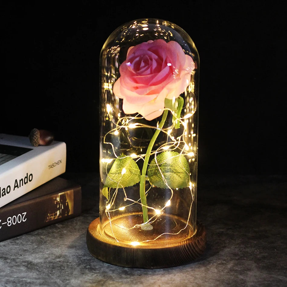 Mother's Day Gift for Her - Rose in Glass Dome Beauty and The Beast Rose - Rose in a Glass Mom Gifts Birthday Gifts Wedding Anniversary Decorations - Glass Rose | Rose with Dome