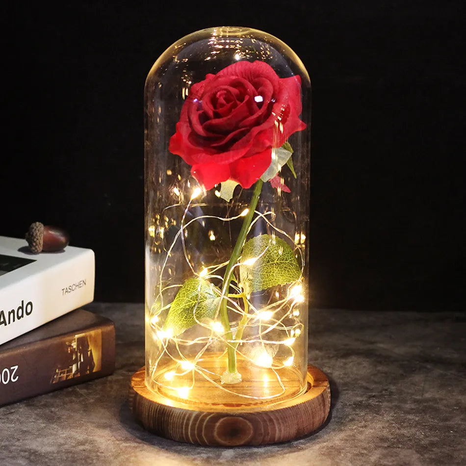 Mother's Day Gift for Her - Rose in Glass Dome Beauty and The Beast Rose - Rose in a Glass Mom Gifts Birthday Gifts Wedding Anniversary Decorations - Glass Rose | Rose with Dome