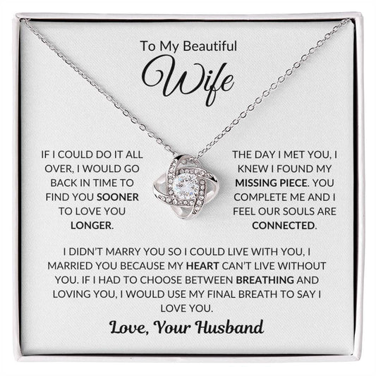 To My Wife | Love Knot Necklace (Yellow & White Gold Variants)