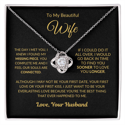 To My Wife | Love Knot Necklace (Yellow & White Gold Variants)