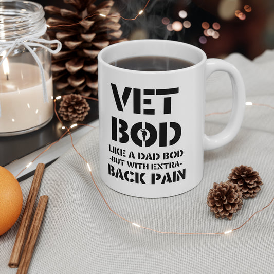 Vet Bod Coffee Mug | Like A Dad Bob But With Extra Back Pain Military Veteran Gift | Gift For Dad | Patriotic Fathers Day Drink Funny Mug |Ceramic Mug 11oz