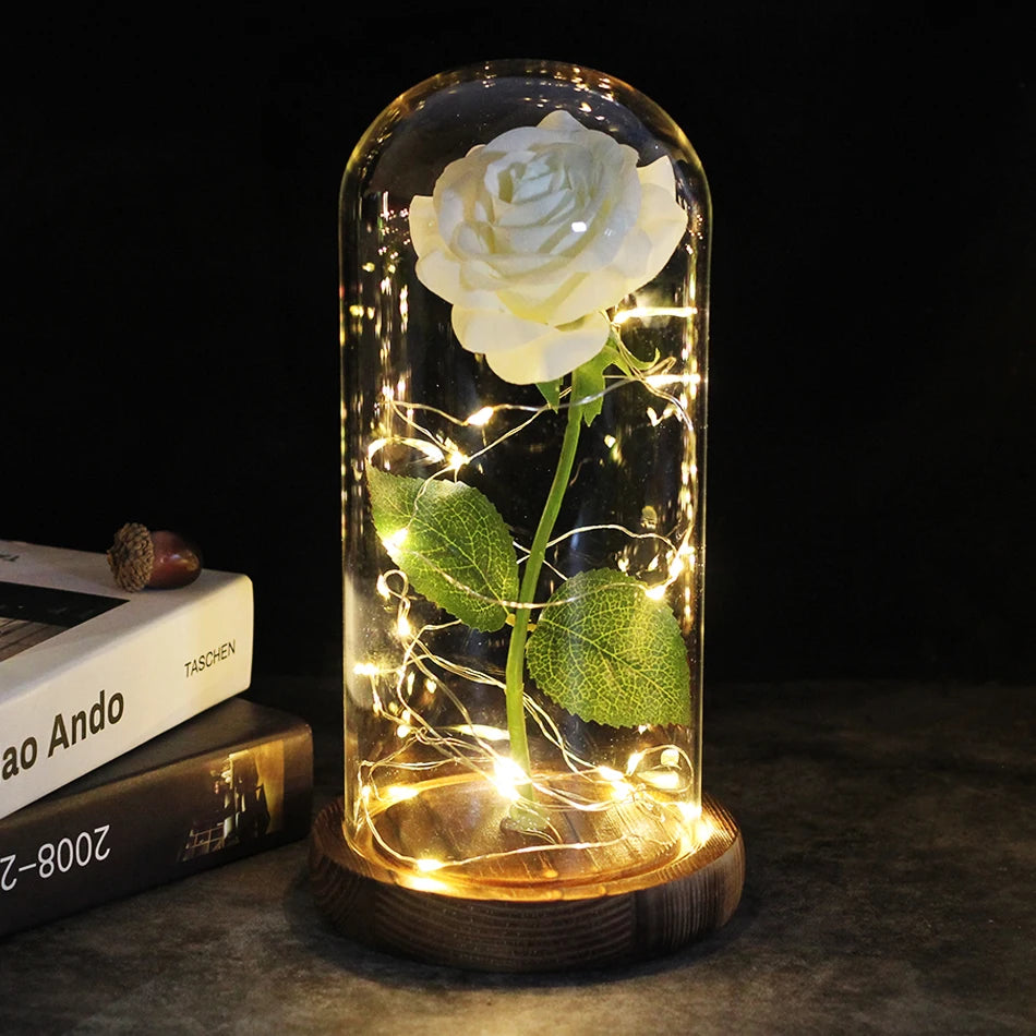 Mother's Day Gift for Her - Rose in Glass Dome Beauty and The Beast Rose - Rose in a Glass Mom Gifts Birthday Gifts Wedding Anniversary Decorations - Glass Rose | Rose with Dome
