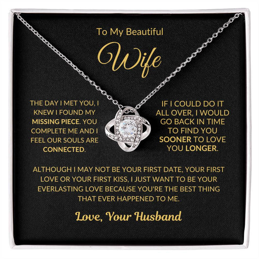 To My Wife | Love Knot Necklace (Yellow & White Gold Variants)